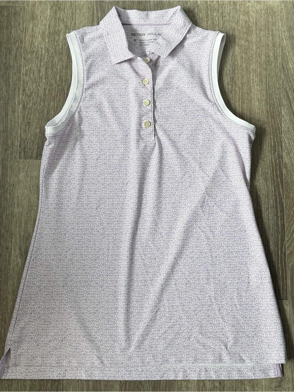 Peter Millar Women’s Sleeveless Button Polo Shirt, Wine Glass Print, Size Small